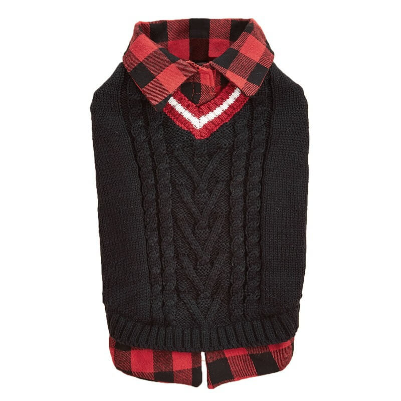 Perfecto para el otoño de cuello a cuadros a cuadros de invierno Cable Sweater Chalece