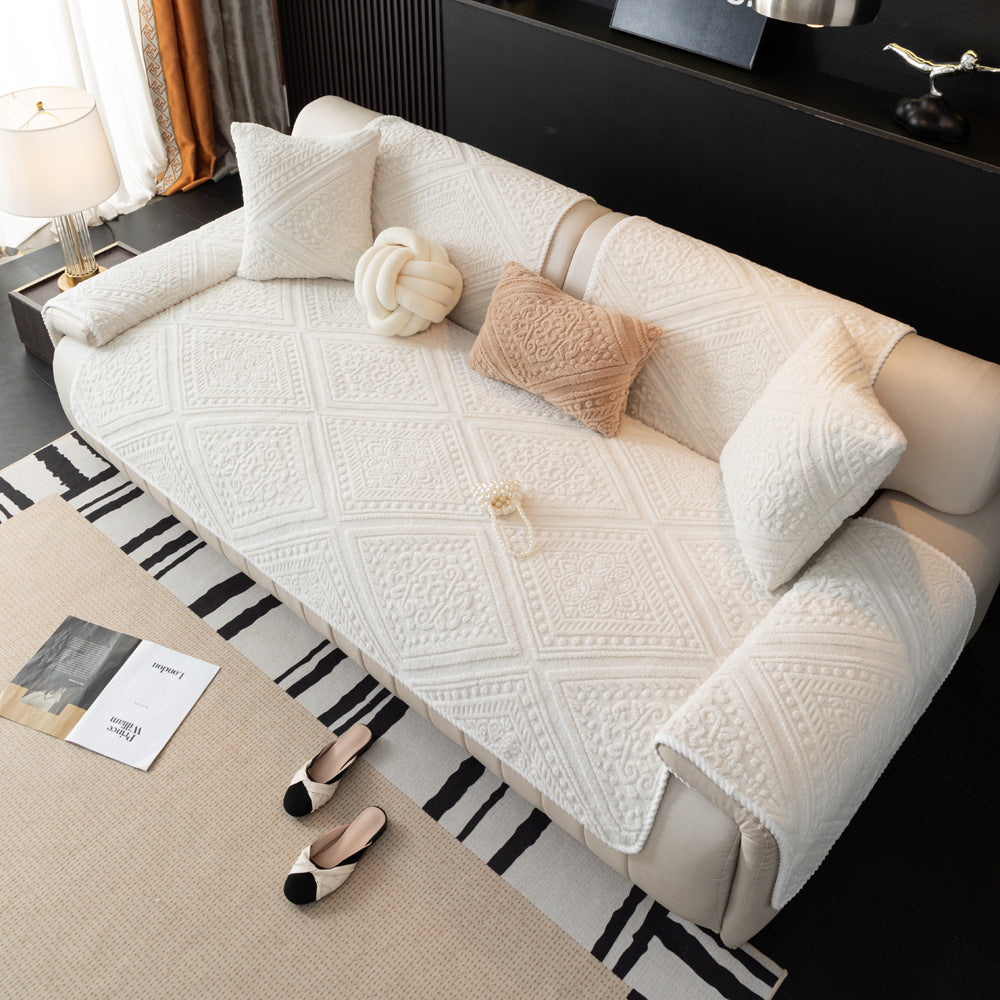 Toda la temporada de estilo nórdico Nórdico Plush Talled Decorativo Cubierta de sofá sin deslizamiento