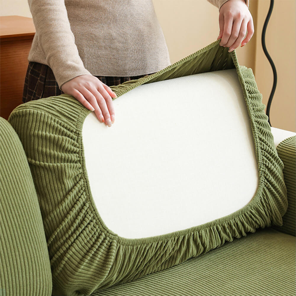 Corton de cuerda de franja vertical anti-scratch estirado cubierta de sofá de cubierta completa