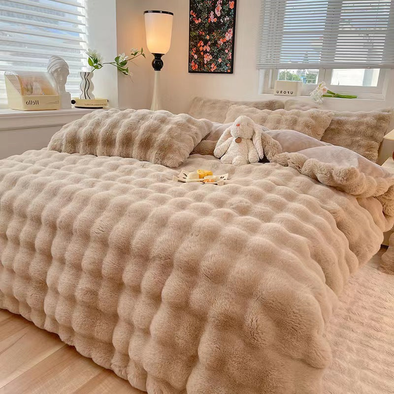 Confort hinchado Faux Faux Rabbit Fur Sedes de cama de piel