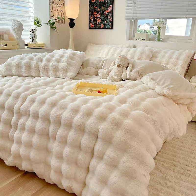 Confort hinchado Faux Faux Rabbit Fur Sedes de cama de piel