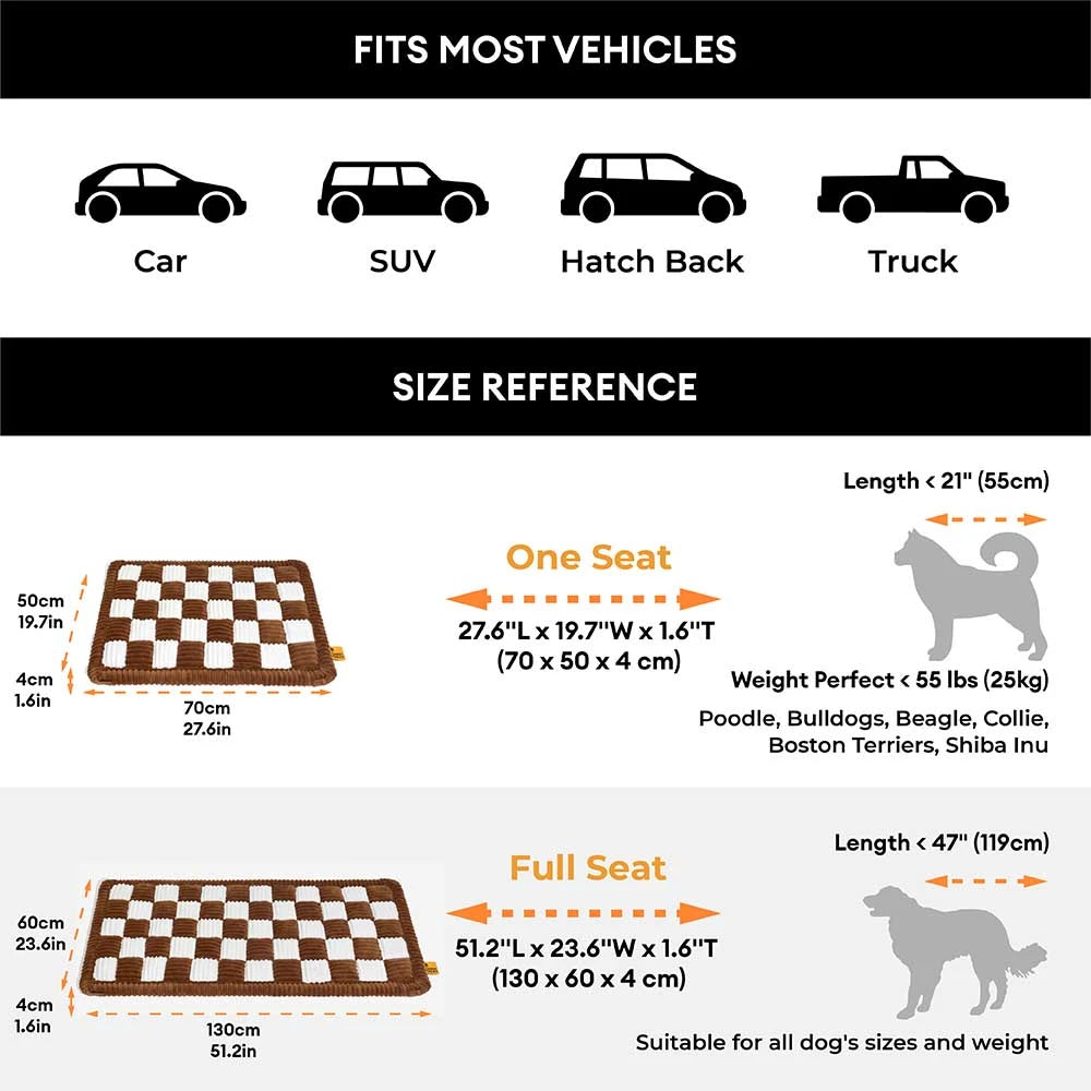 Alfombra de cama para perros sin deslizamiento a cuadros para extensor de asiento para el automóvil