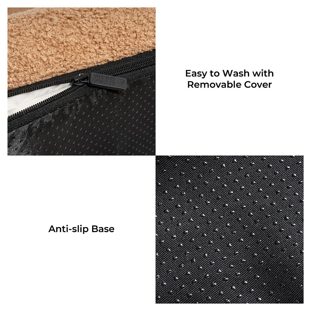 Camas de perros planas cremosas grandes y lavables - pastel de queso