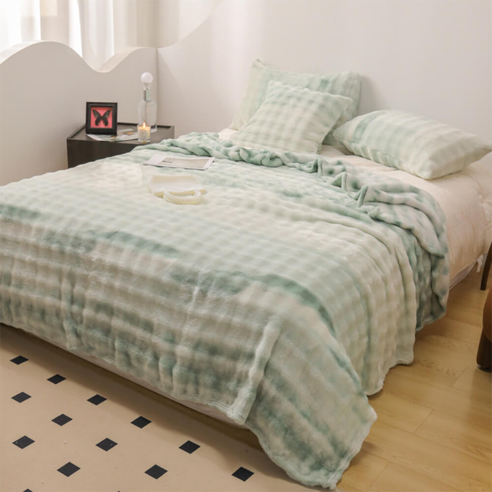 Luxuriöses flaches Laken aus weichem Kaninchenfell mit Farbverlauf