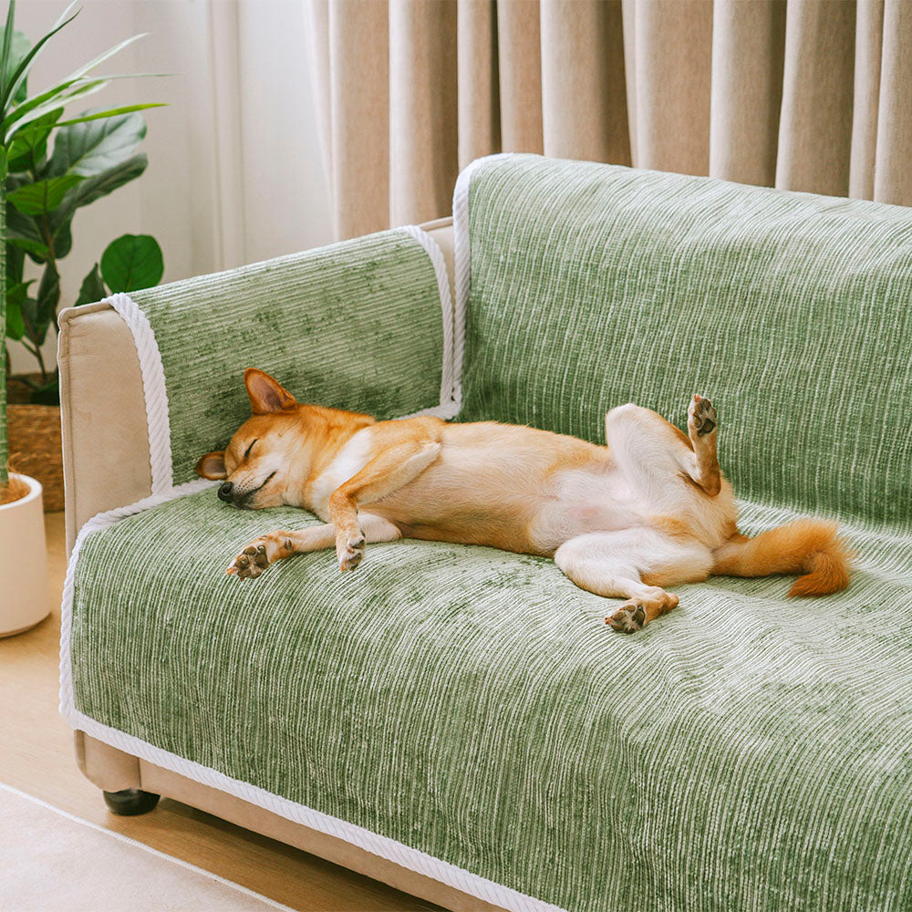 Protector de muebles de alfombra de mascotas a rayas a rayas de toda la temporada con cubierta del sofá del reposabrazos: manténgase quieto