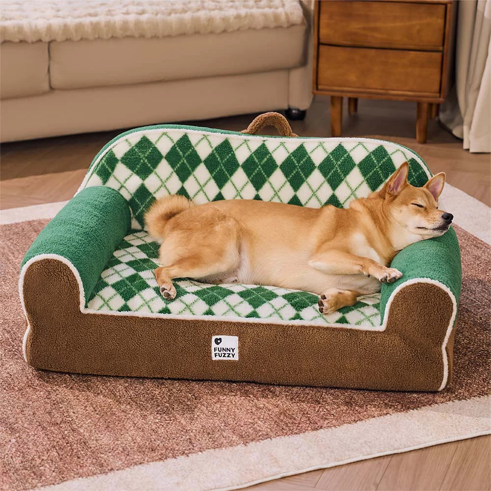 Diamond-Quilted Sherpa Orthopedic Dog & Cat Sofa Bed - Cocoa Pine