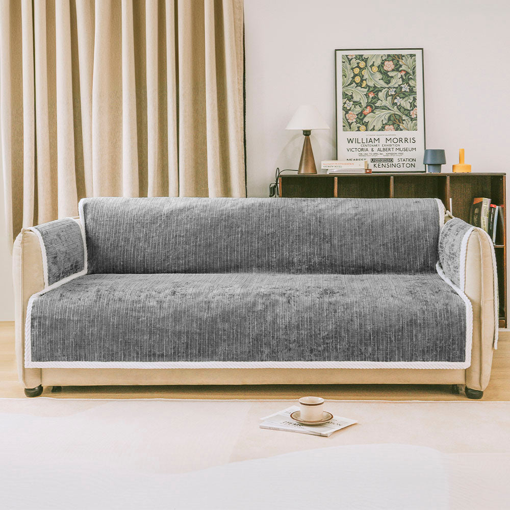 Protector de muebles de alfombra de mascotas a rayas a rayas de toda la temporada con cubierta del sofá del reposabrazos: manténgase quieto