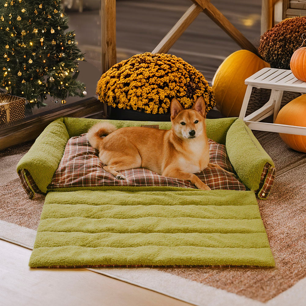 Große waschbare Vintage-Tartan-Klappdecke für Hunde – Avocuddle