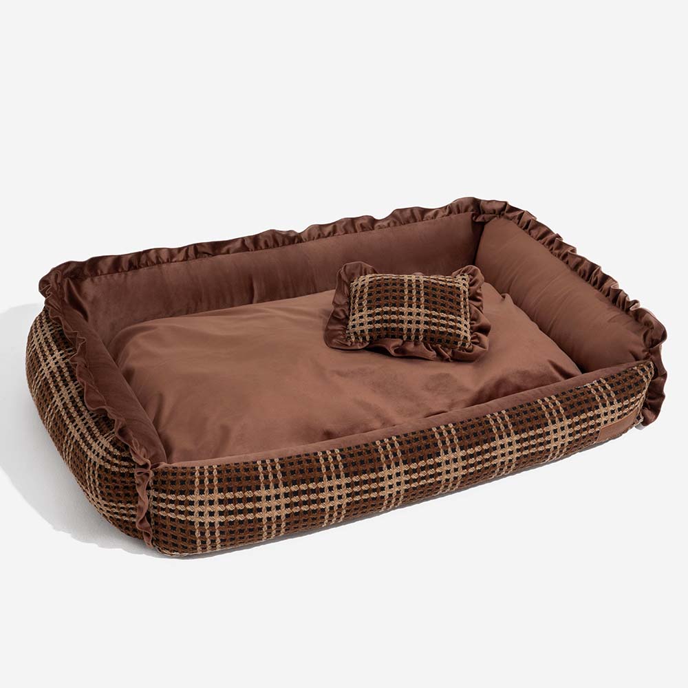 Lit d’oreiller pour chien de traversin confortable lavable à fleurs de luxe classique - Bliss Napper