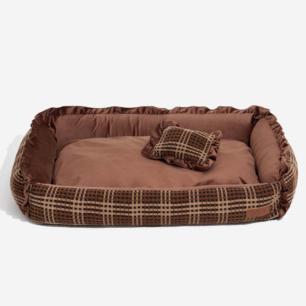 Lit d’oreiller pour chien de traversin confortable lavable à fleurs de luxe classique - Bliss Napper