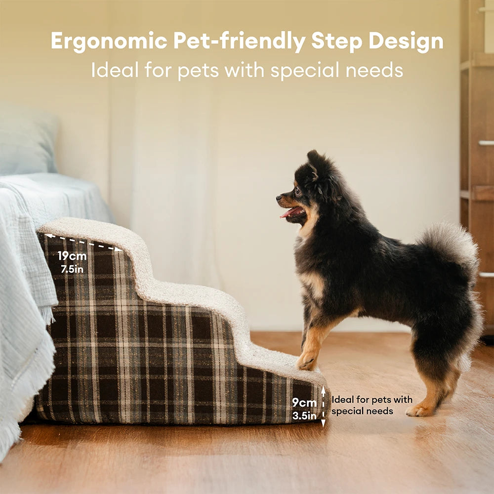 Escaleras de rampa para mascotas extraíbles de esponja de alta densidad a cuadros - COMFYCLIMB