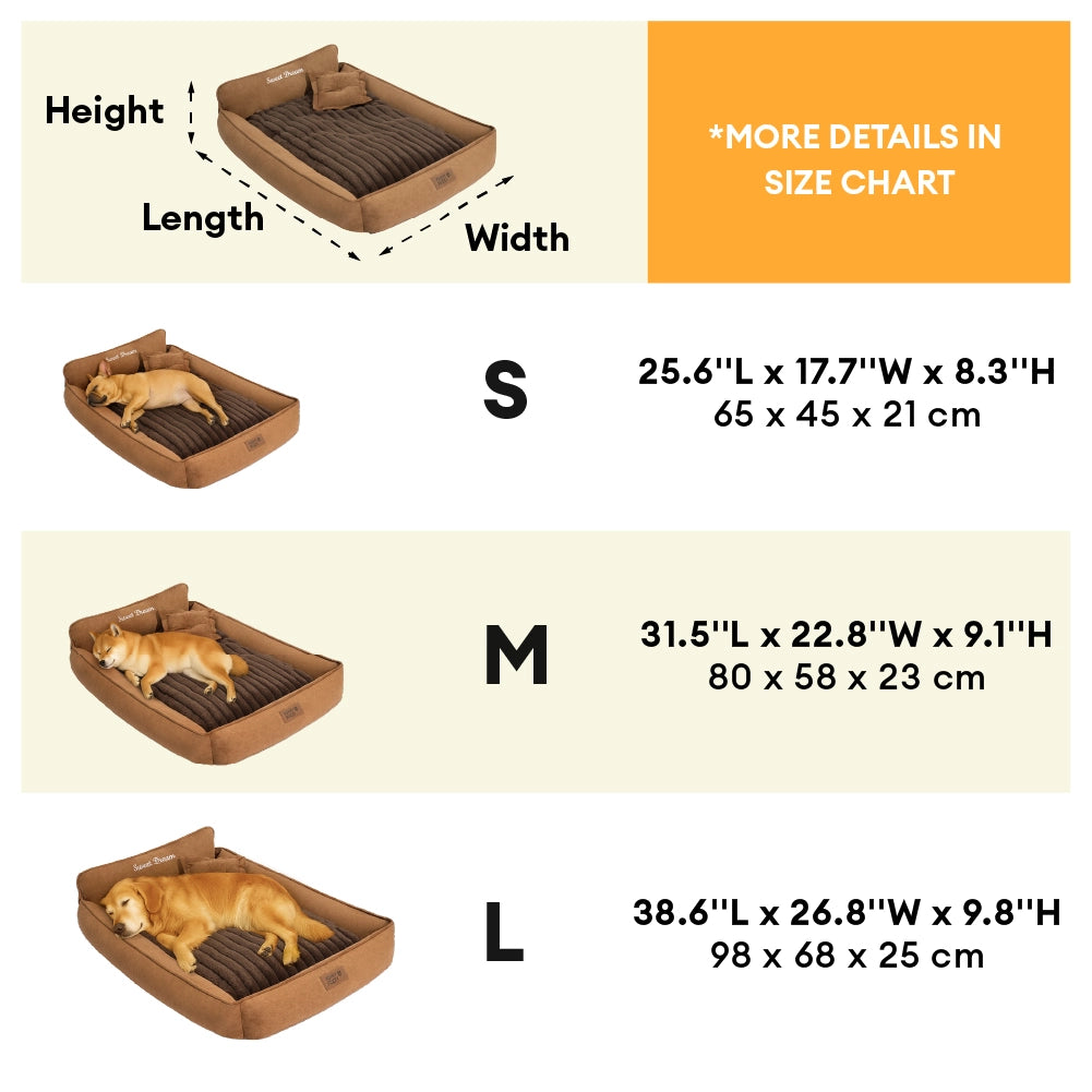 Cama de perro lavable de doble cara retro ante con almohada-Sweetdream