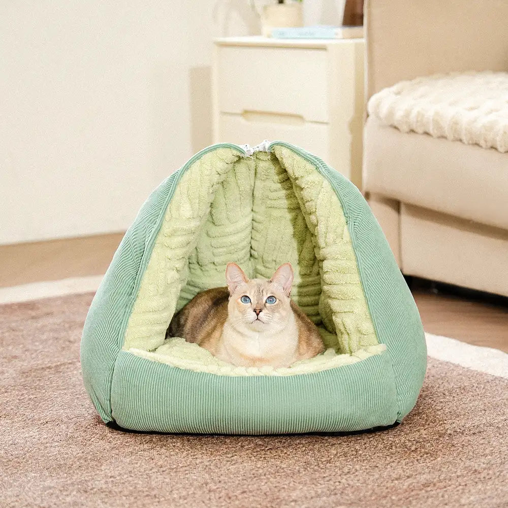 Multifunctional Semi-Enclosed Cave Dog Bed Warming Pet Bed