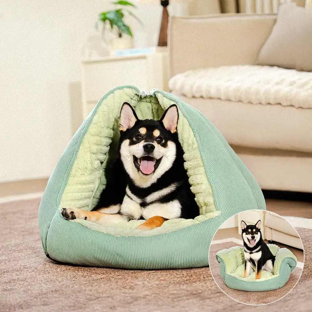 Multifunctional Semi-Enclosed Cave Dog Bed Warming Pet Bed