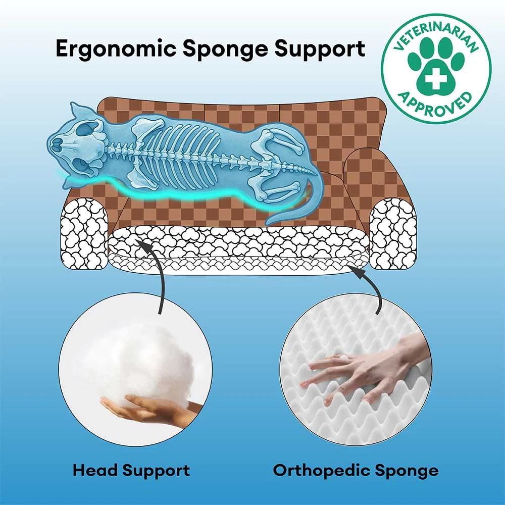 Cama de refugios de perro ortopédico y esponjes removibles a cuadros - Cozynest