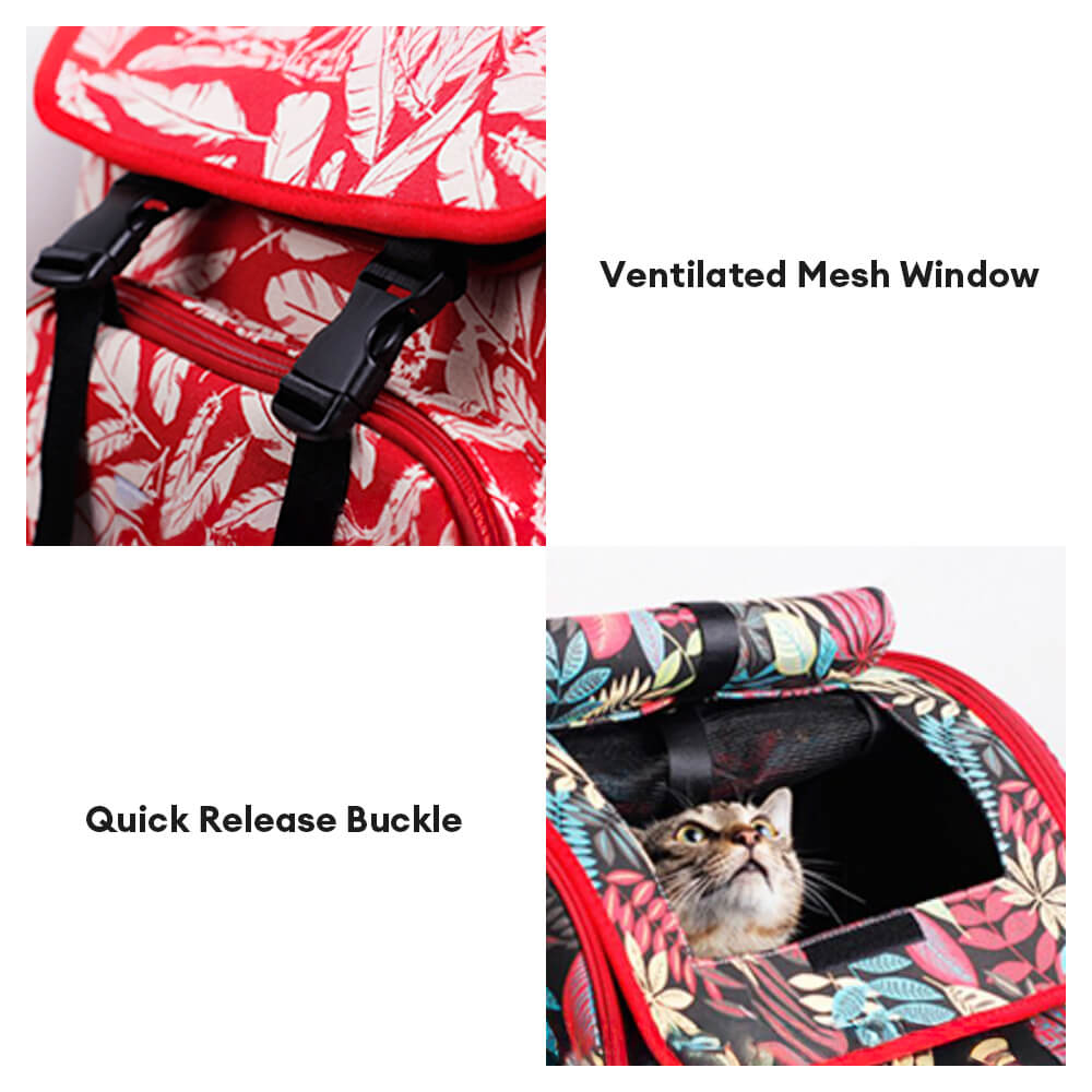 Mochila de gato de viaje de mascotas de impresión hawaiana de moda y cómoda
