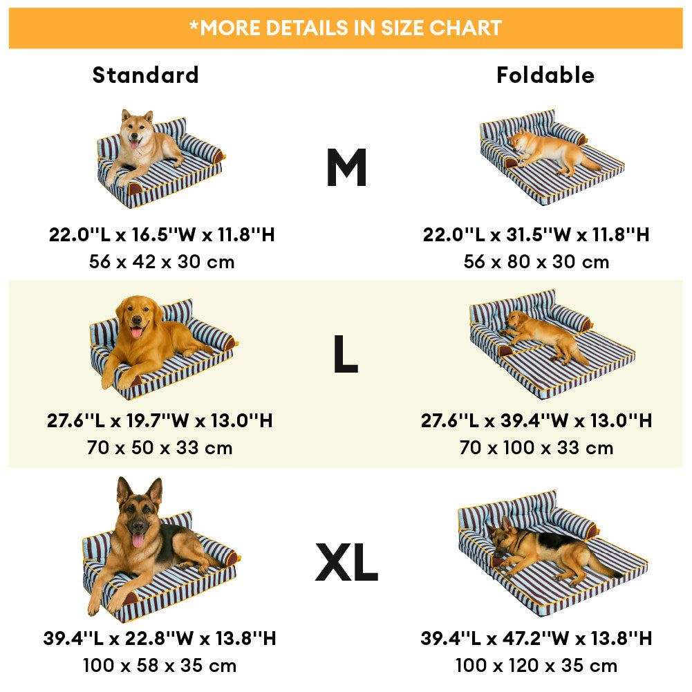 Cama de sofá de perros plegable de perros plegable impermeable de rayas - siesta soleada