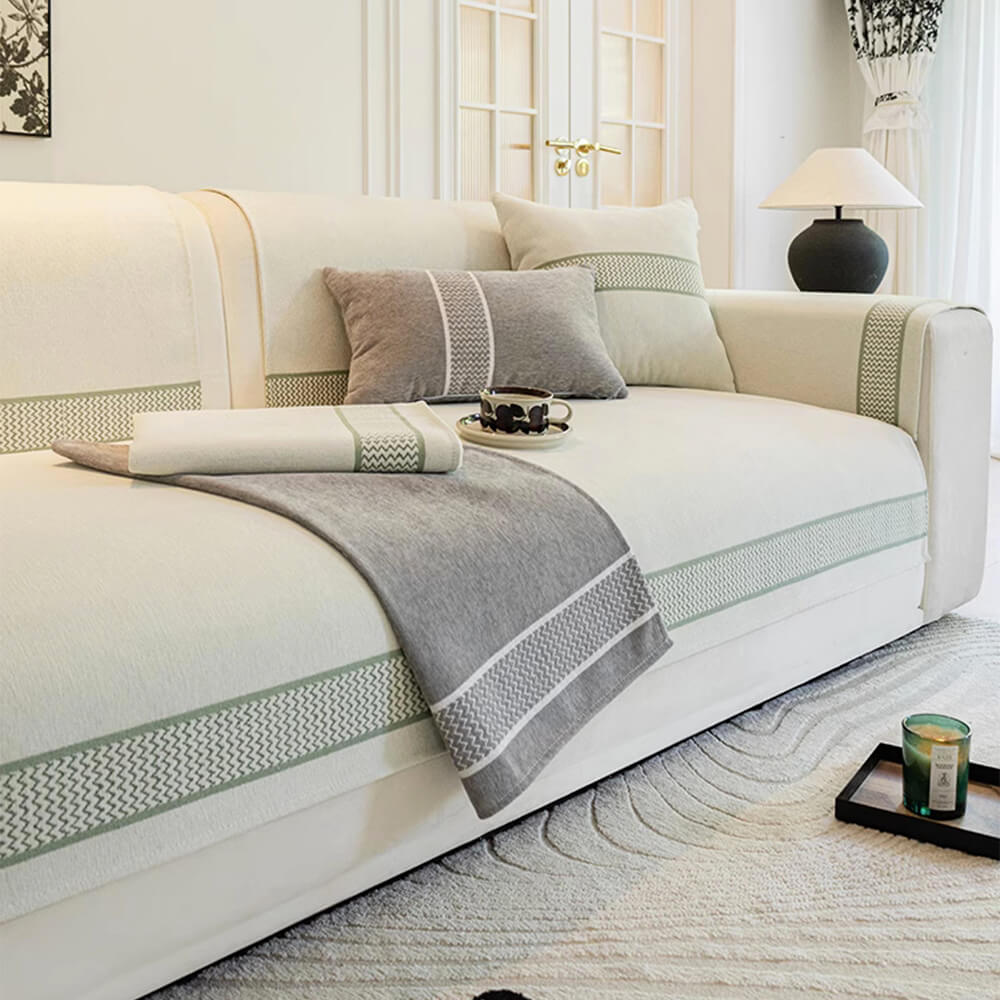 Chenille Jacquard Wide Edge Diseño Cubierta de sofá resistente a los scratch
