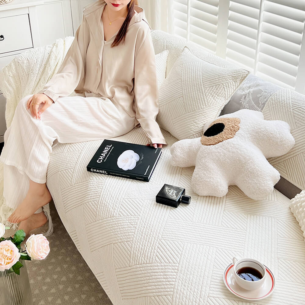 Cubierta de sofá de algodón sólido de algodón sólido de algodón sólido para todas las estaciones