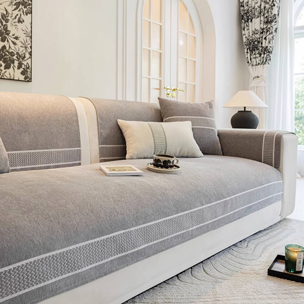 Chenille Jacquard Wide Edge Diseño Cubierta de sofá resistente a los scratch