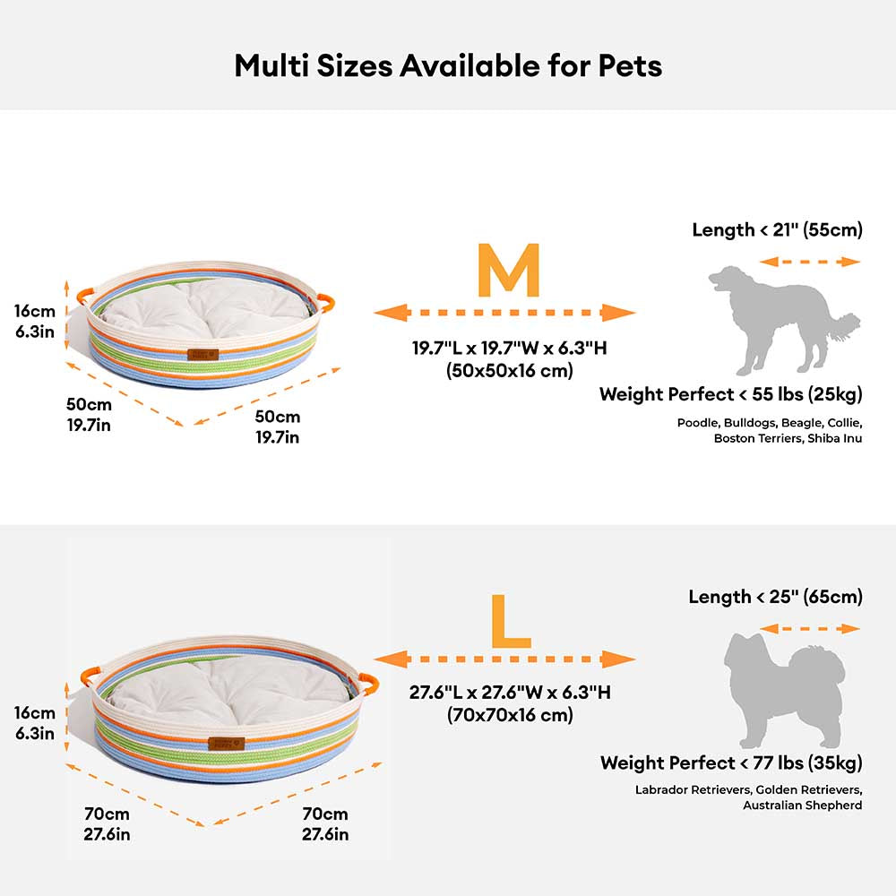 Cama para mascotas calmante de rayas a mano - nido atemporal