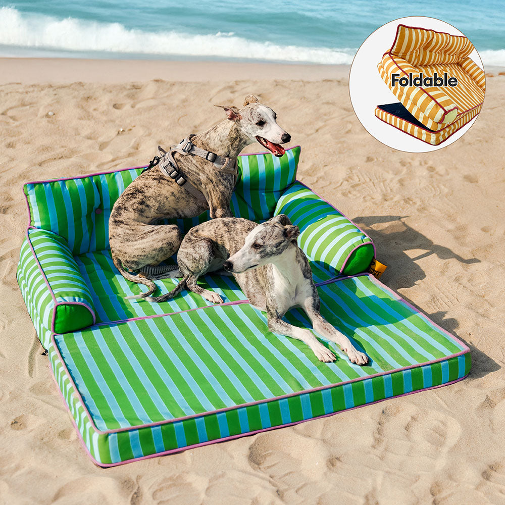 Cama de sofá de perros plegable de perros plegable impermeable de rayas - siesta soleada