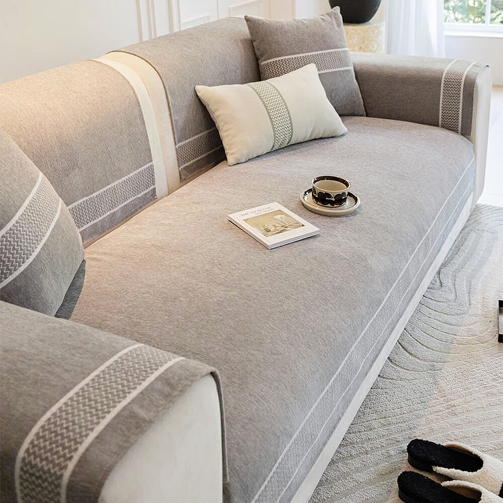 Chenille Jacquard Wide Edge Diseño Cubierta de sofá resistente a los scratch