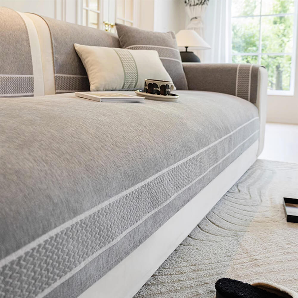 Chenille Jacquard Wide Edge Diseño Cubierta de sofá resistente a los scratch