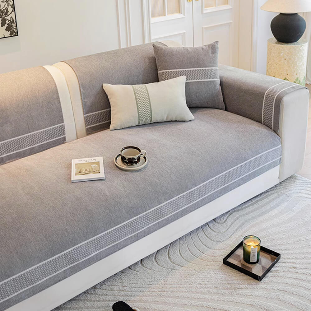 Chenille Jacquard Wide Edge Diseño Cubierta de sofá resistente a los scratch
