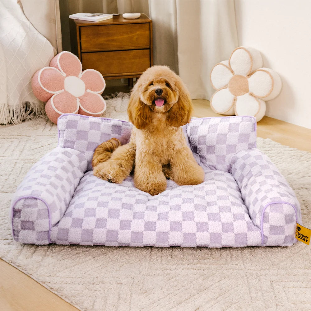 Cama de refugios de perro ortopédico y esponjes removibles a cuadros - Cozynest