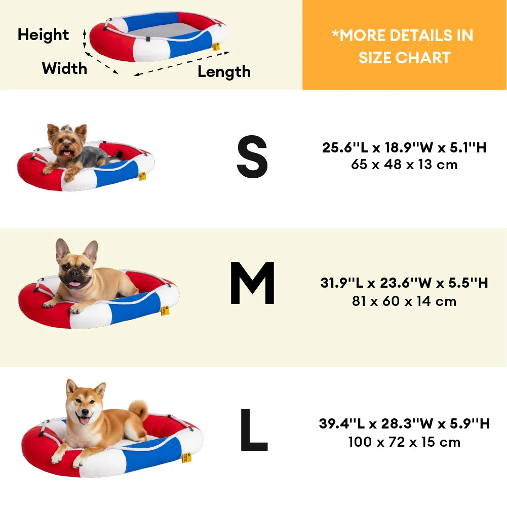 Cama para mascotas en forma de bote impermeable de enfriamiento de verano con almohada-balsa de enfriamiento