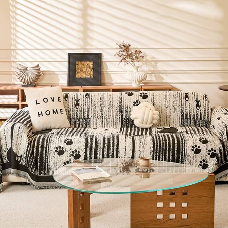Cartoon PAW estampado Chenille Anti-Scratch Show Couch Tapa