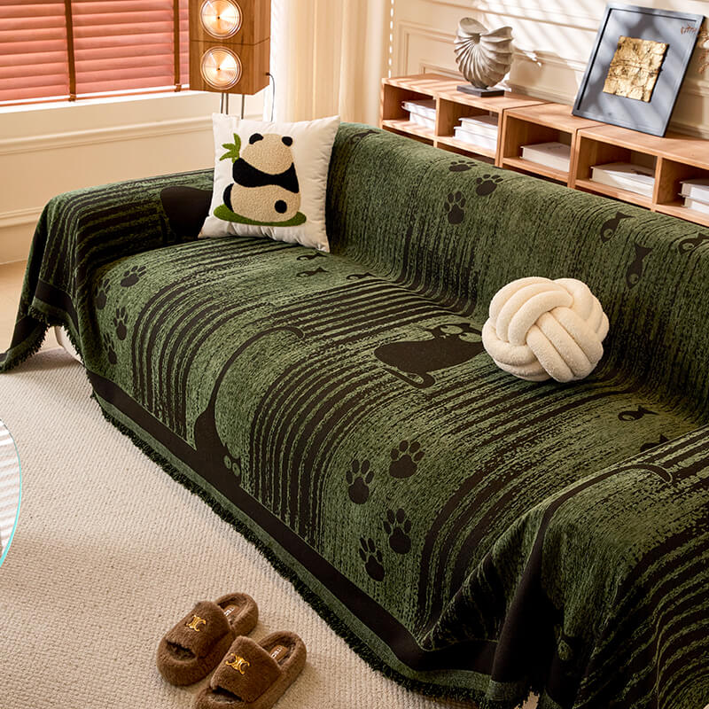 Cartoon PAW estampado Chenille Anti-Scratch Show Couch Tapa