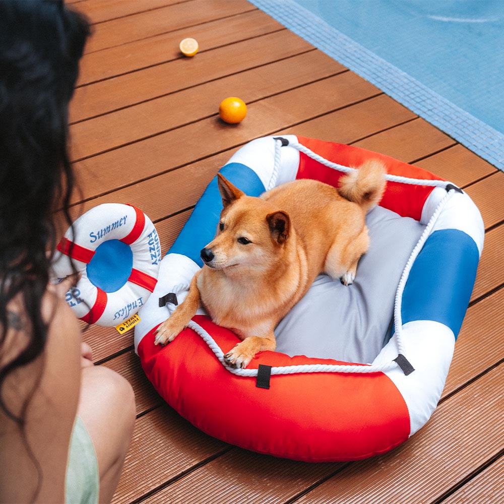 Cama para mascotas en forma de bote impermeable de enfriamiento de verano con almohada-balsa de enfriamiento