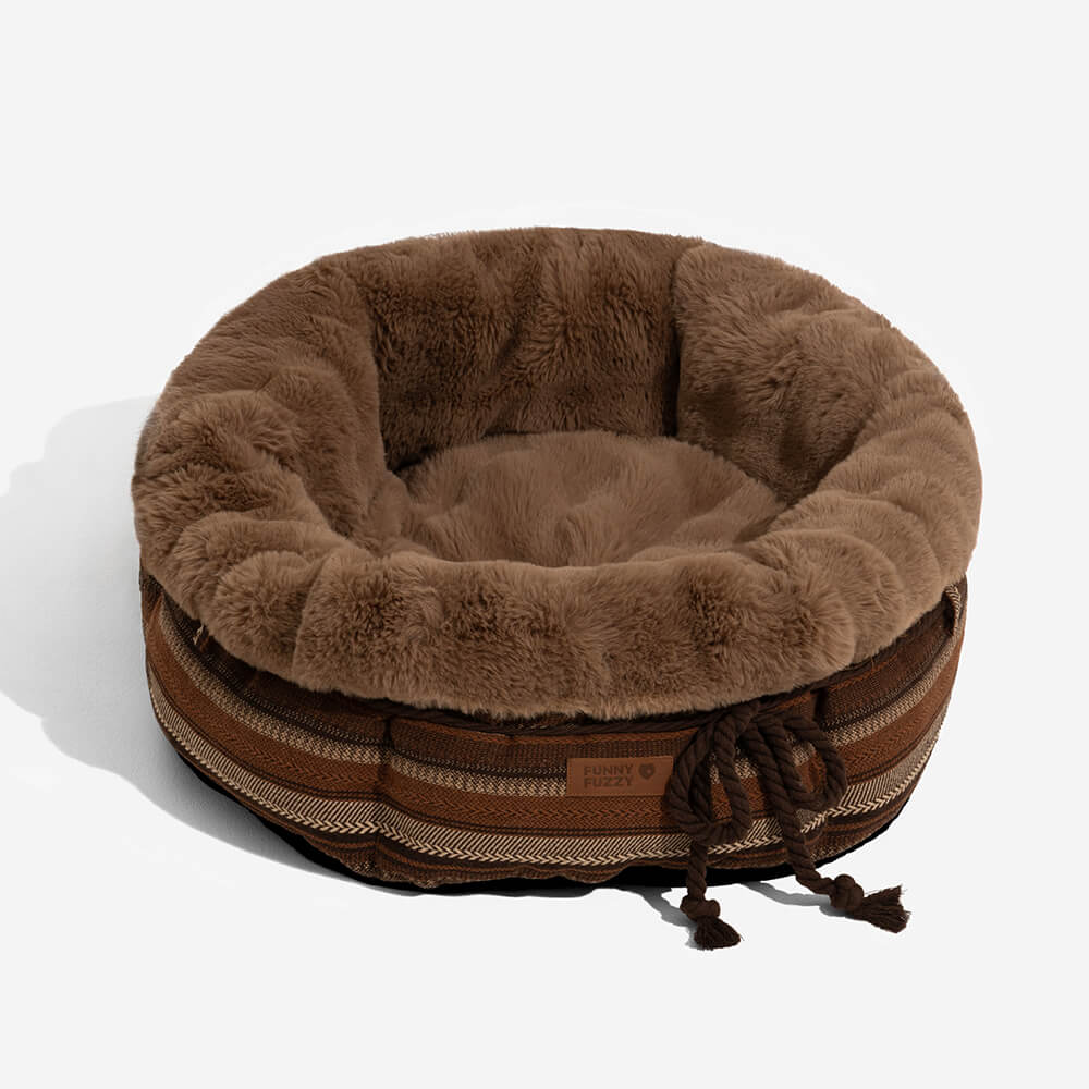 Cama clásica de perros de Donut Jacquard Plush - Snuggle Den