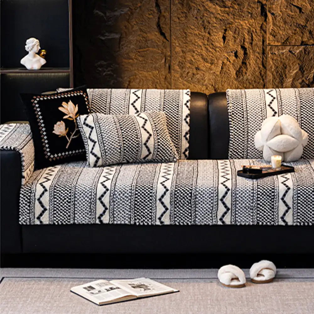 Chenille Art Corrugated Breatable No-Slip Couch Cover Coach