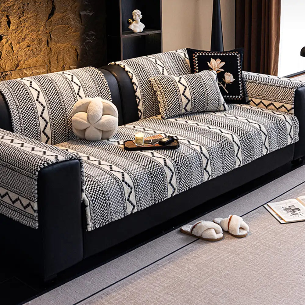 Chenille Art Corrugated Breatable No-Slip Couch Cover Coach