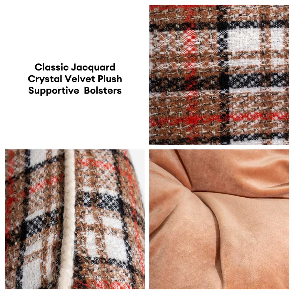 Bed de perro calmante de perros de refuerzo retro a cuadros clásico - Retiro nostálgico