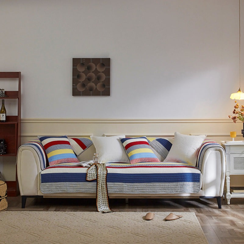Divano a strisce colorate a strisce chic protettore di divano comfort