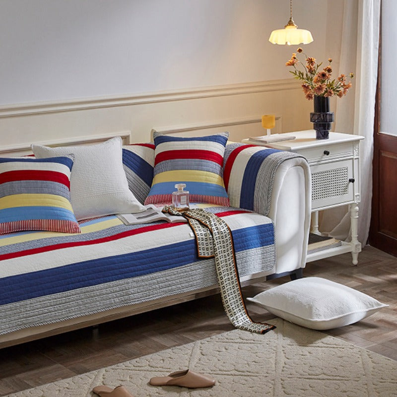 Divano a strisce colorate a strisce chic protettore di divano comfort