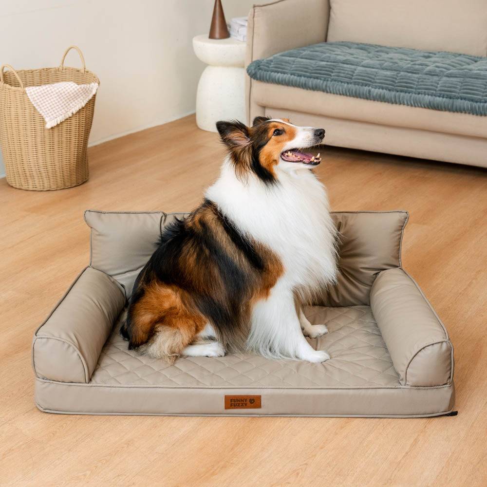 Luxe Faux Faux Leatht ortopedic ortopedic Bed de perros grande - Corelounge