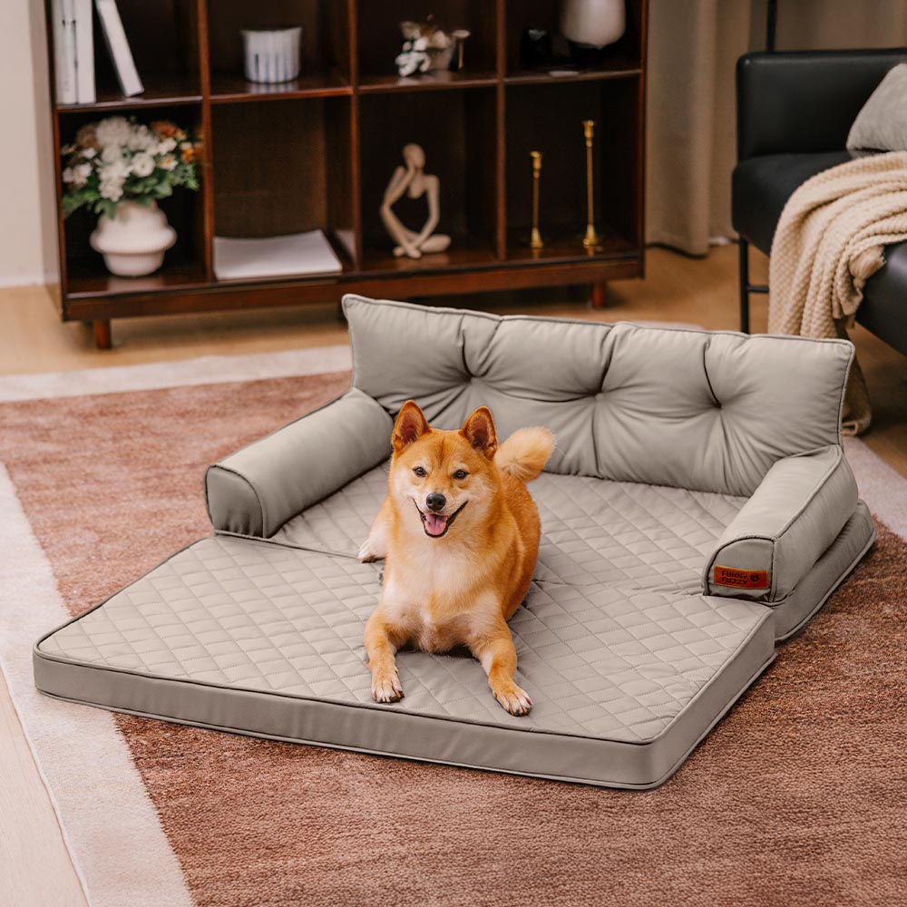 Luxe Faux Faux Leatht ortopedic ortopedic Bed de perros grande - Corelounge