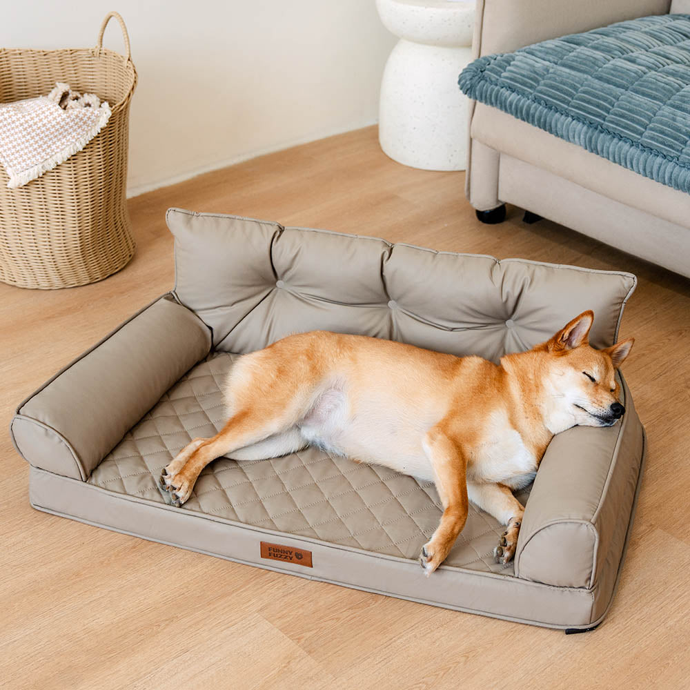 Luxe Faux Faux Leatht ortopedic ortopedic Bed de perros grande - Corelounge