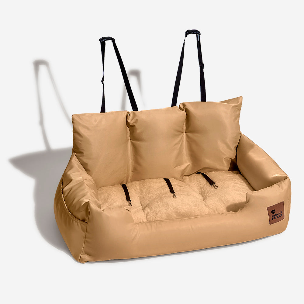 Travel Bolster Safety Medium Large Dog Car Back Seat Bed - FUNNYFUZZY