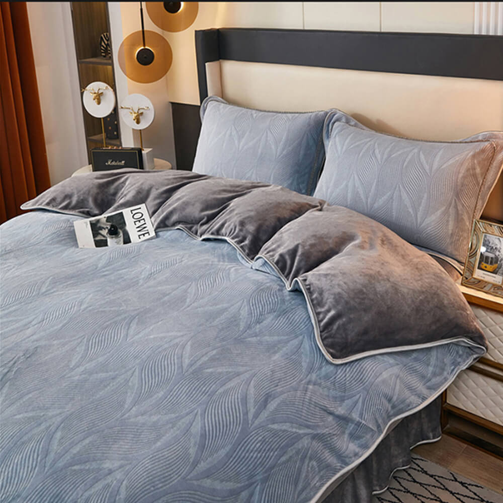 Conjunto de sábana de terciopelo de patrón botánico elegante