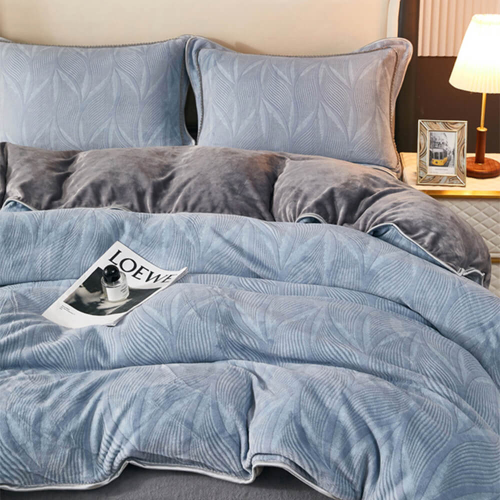 Conjunto de sábana de terciopelo de patrón botánico elegante