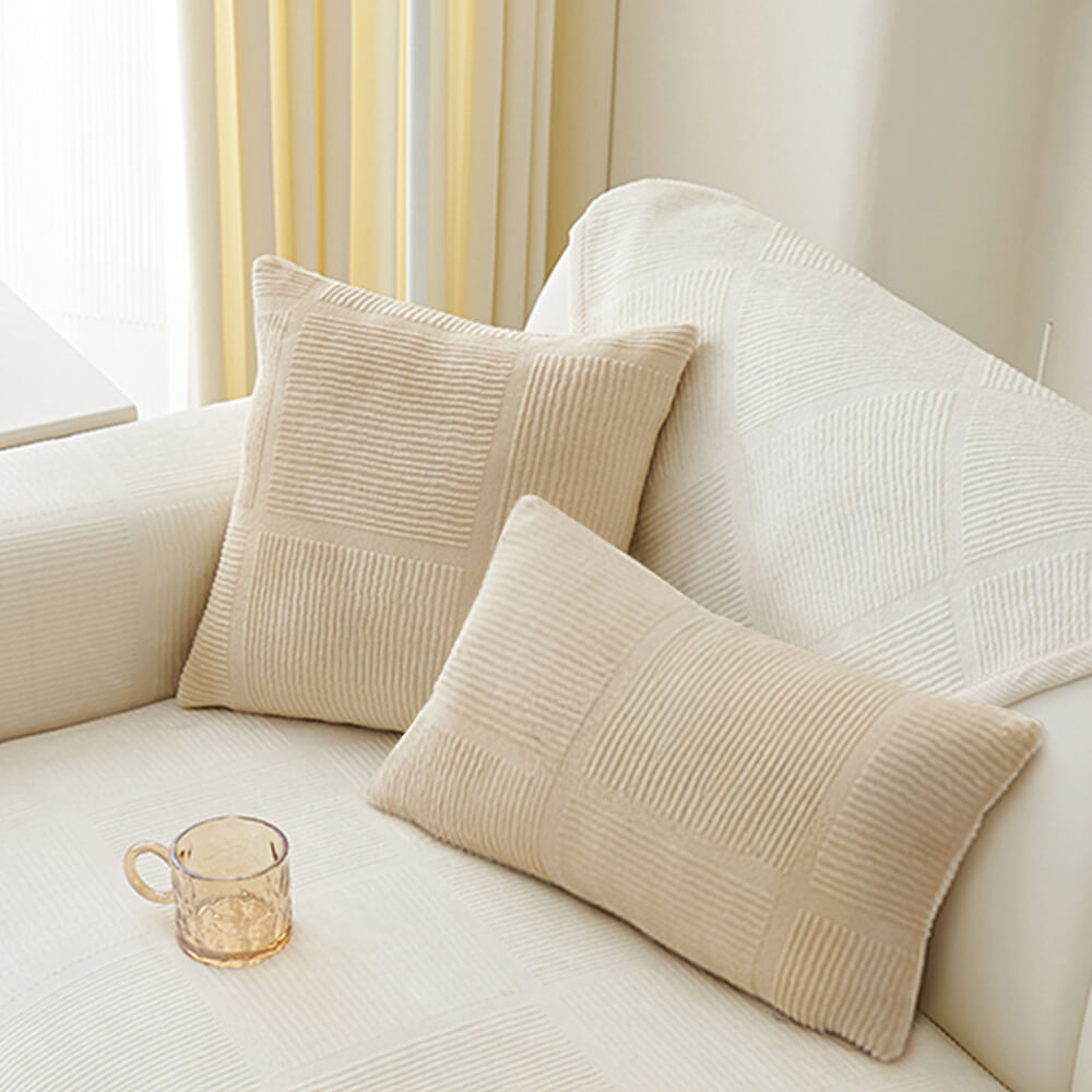 Cubierta clásica de sofá de felpa de cuadrado rayado