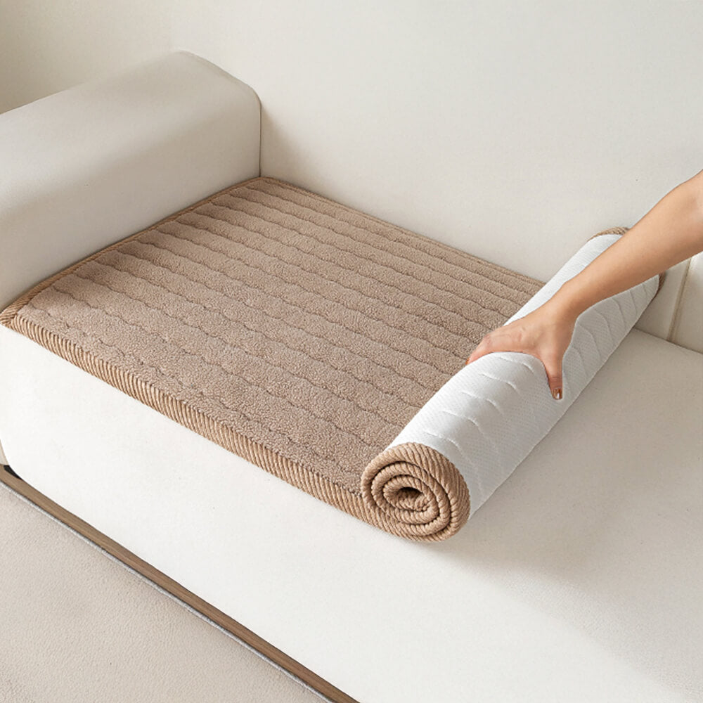 Cubierta de sofá de piel de cordero suave y transpirable cremoso