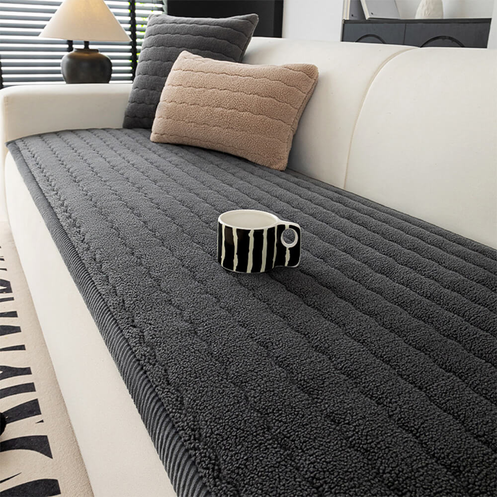 Cubierta de sofá de piel de cordero suave y transpirable cremoso