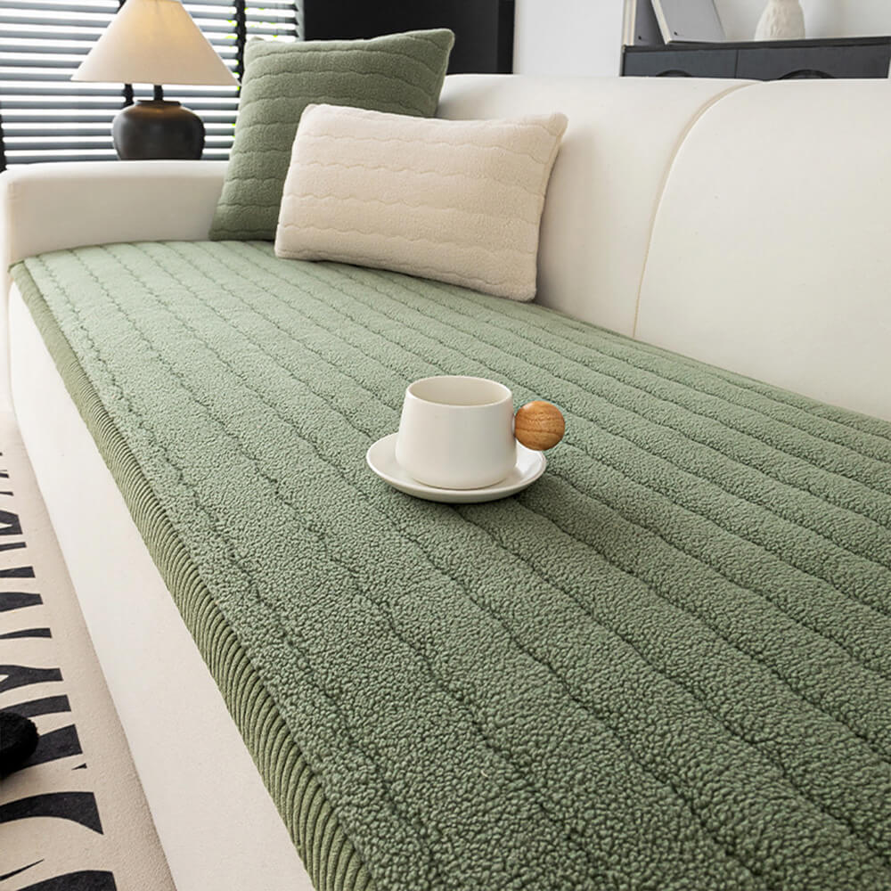 Cubierta de sofá de piel de cordero suave y transpirable cremoso